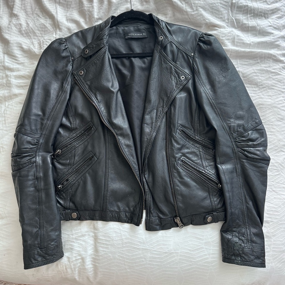 Black Leather Bomber Jacket
